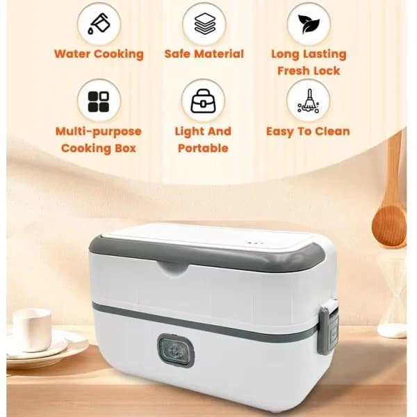 ظرف غذای دو طبقه 4 کاسه دار برقی لانچ باکس مدل LB-200W اصل — تصویر ۷