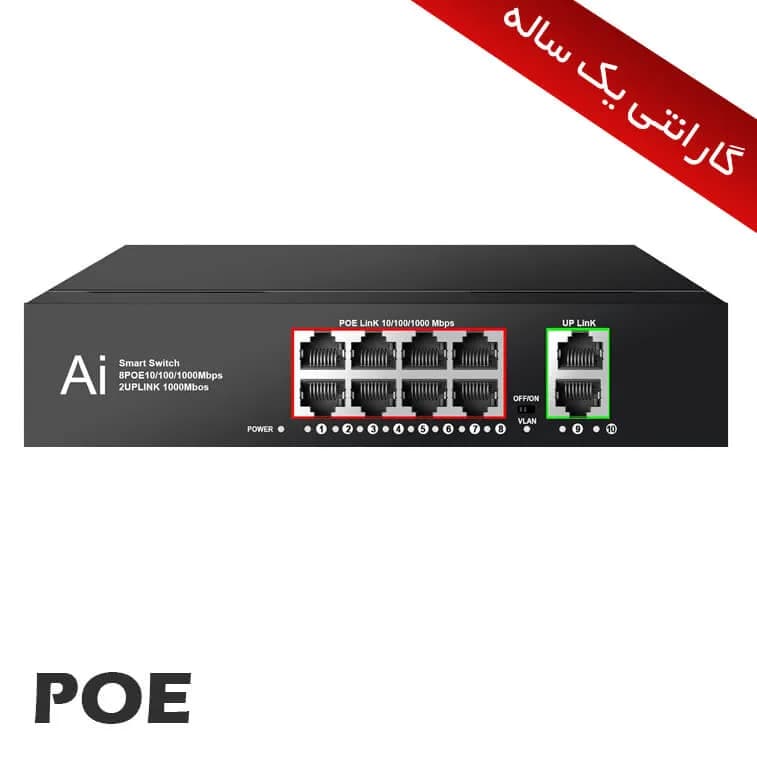 سوییچ 8+2 پورت POE 1000-1000
