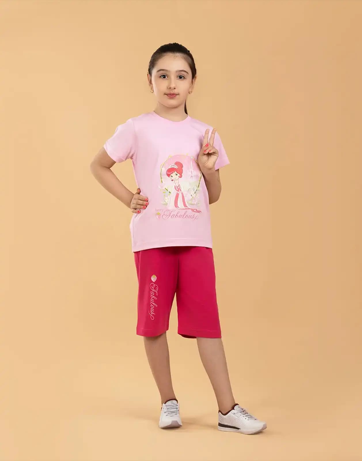 ست راحتی نخی دخترانه توت فرنگی سیلکا