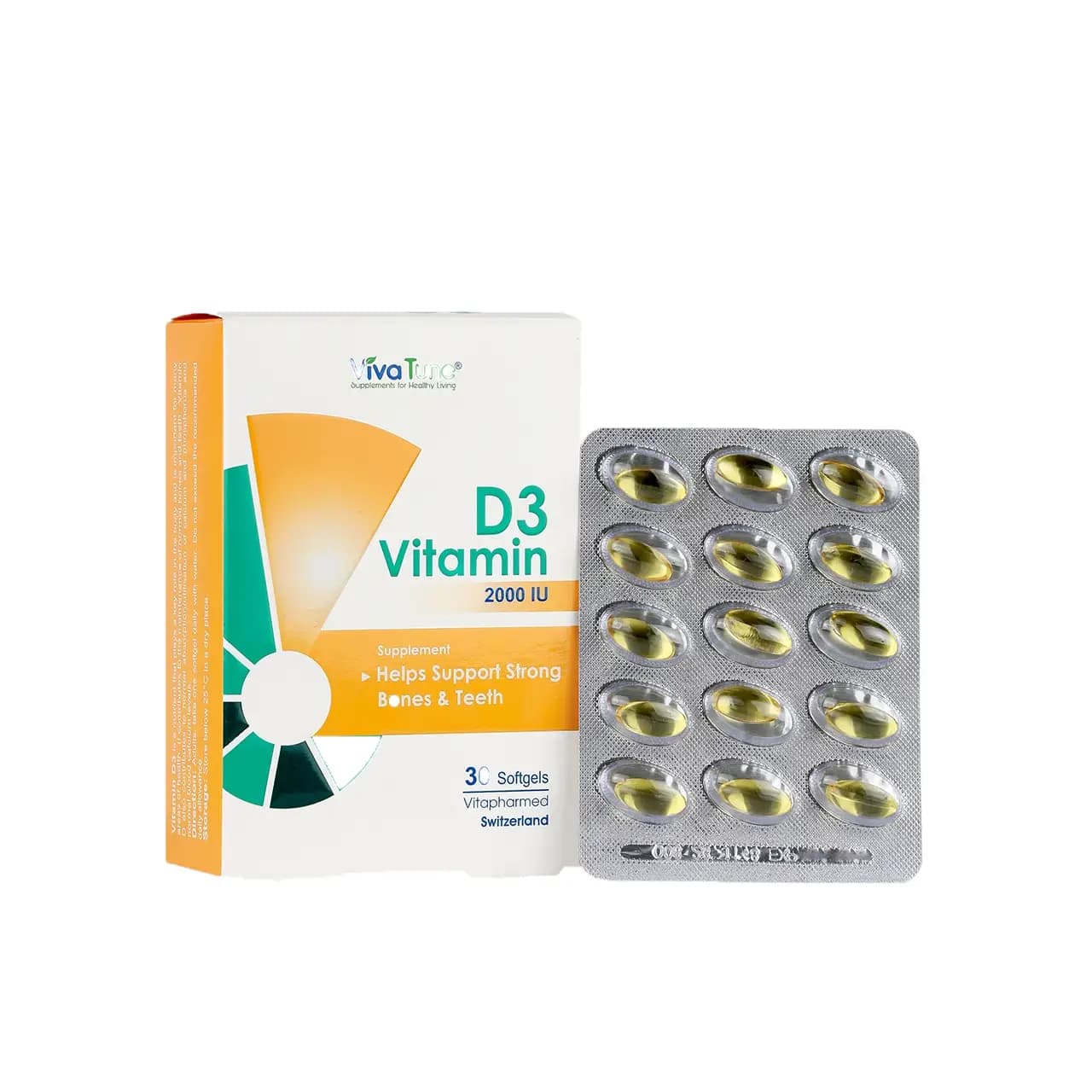 کپسول نرم ژلاتینی ویتامین D3 2000 واحد ویواتیون 30 عدد
