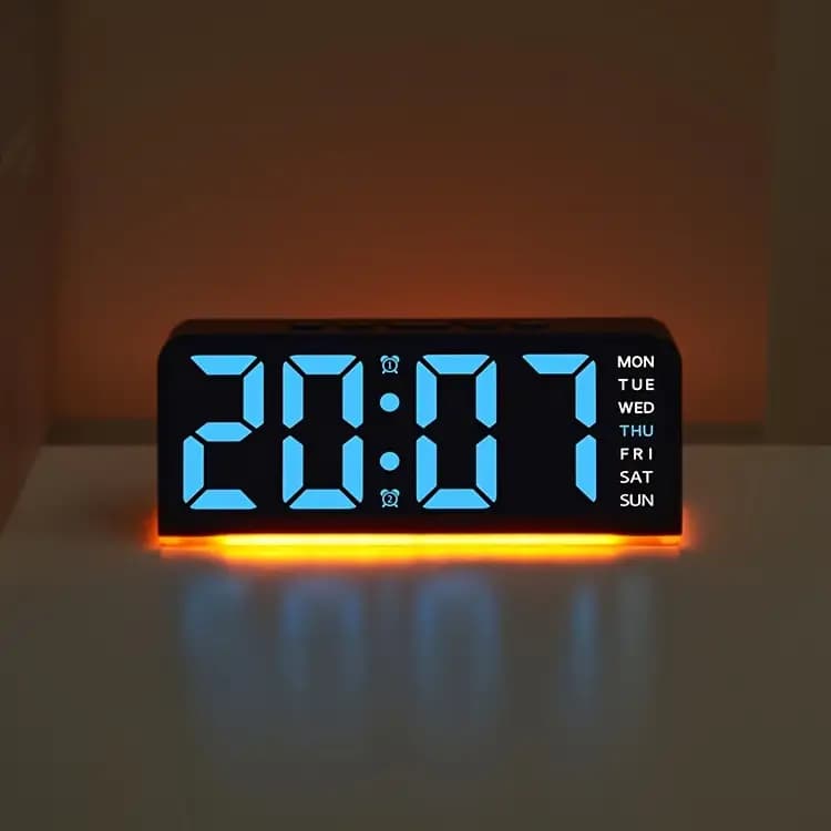 ساعت LED گیمینگ رومیزی بک لایت دار هفت رنگ مدل 0739RGB با قابلیت تغییر رنگ — تصویر ۸