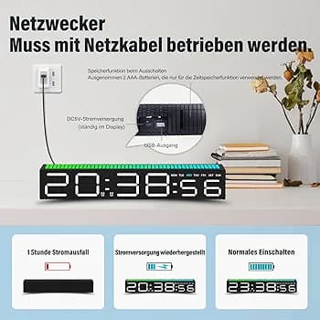 ساعت دیجیتال LED رومیزی مدل 57 دارای ثانیه شمار و اکولایزر رقص نور صوتی — تصویر ۱۲