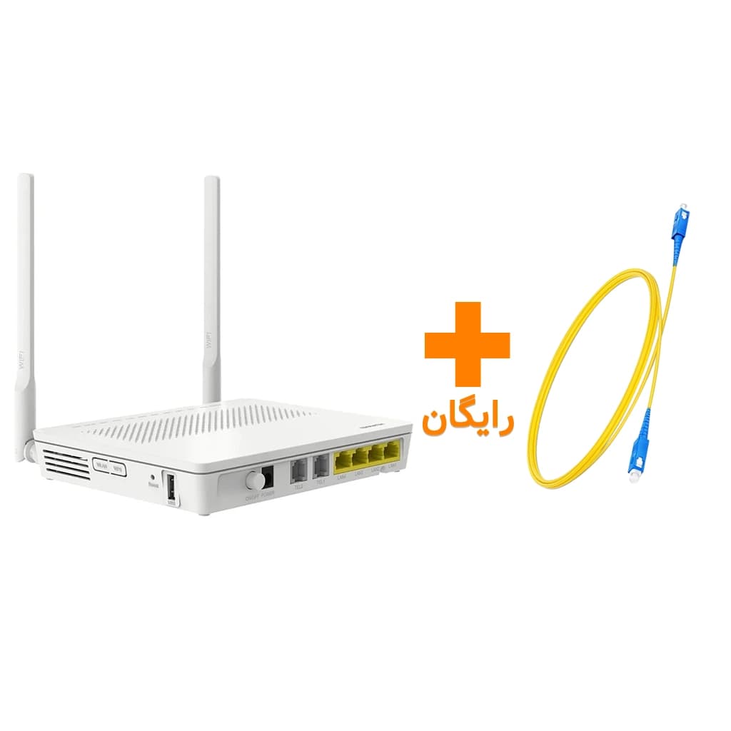 مودم فیبر نوری هوآوی مدل HUAWEI HG8245H UPC استوک رنگ سفید به همراه کابل فیبر رایگان
