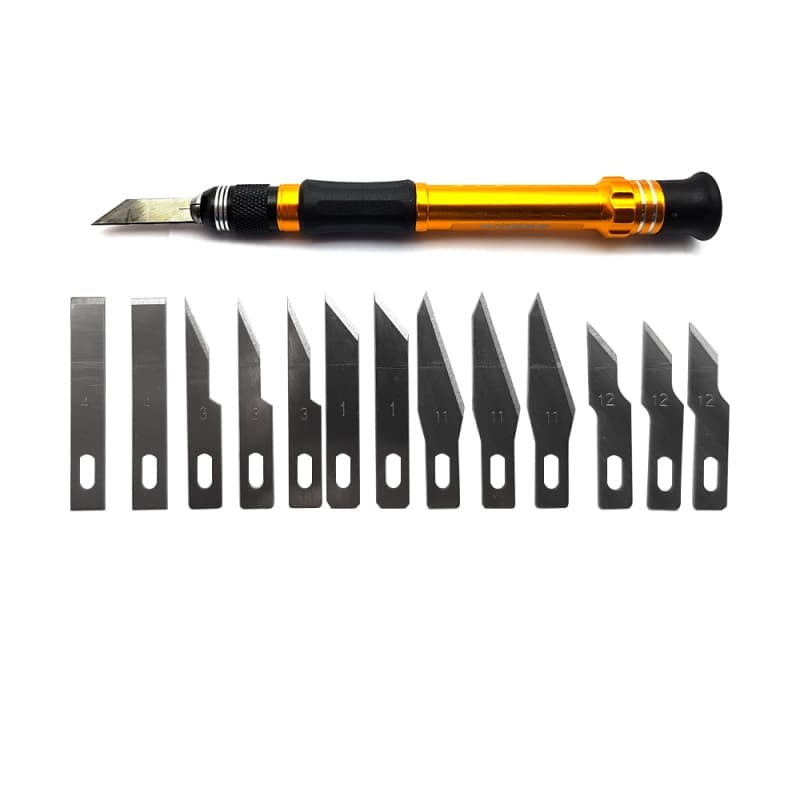 پک کاتر قلمی جراحی بدنه فلزی حرفه ای مارک RDEER دارای تیغ یدک — تصویر ۱۲