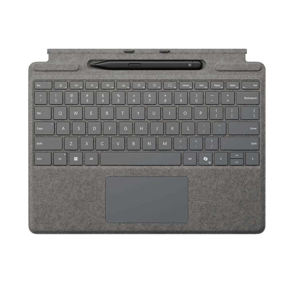 کیبورد مایکروسافت سرفیس پرو (8تا11) سیگنیچر مدل MICROSOFT SURFACE PRO SIGNATURE COPILOT به همراه قلم SLIM PEN2 رنگ نقره ای