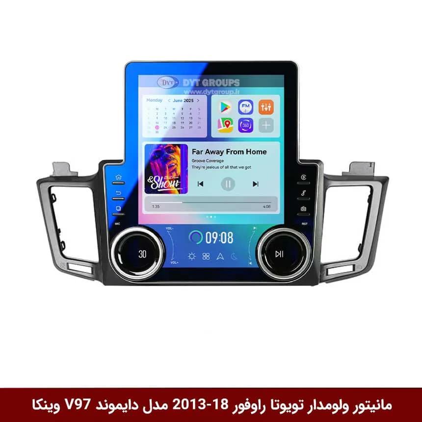 مانیتور ولوم‌دار تویوتا راوفور 2018-2013 برند دایموند مدل V97 تسلایی وینکا – 9.7 اینچ — تصویر ۲