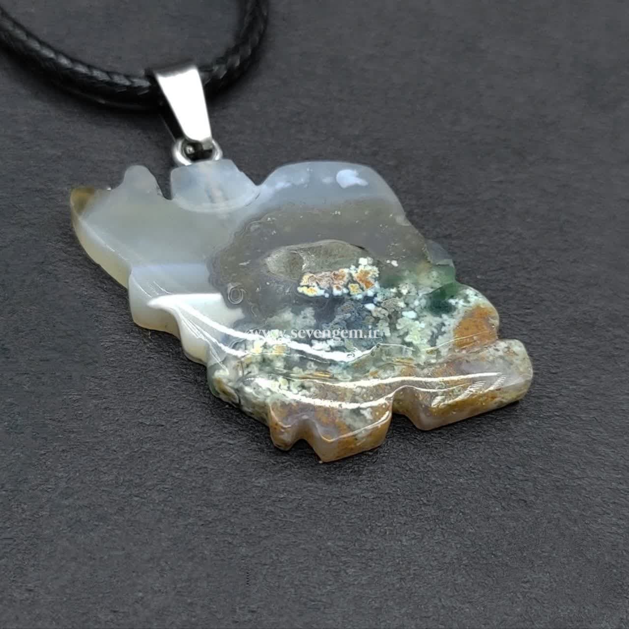 گردنبند سنگ عقیق شجر شکوفه (کدB586)