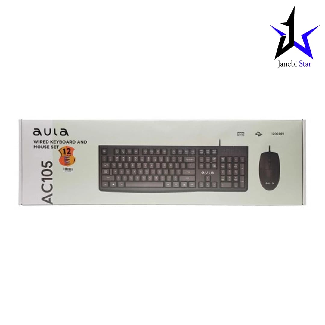 کیبورد و ماوس سیم دار AULA مدل AC105 WHITE — تصویر ۱۲