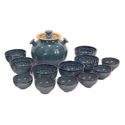 سرویس دیزی خوری 6 نفره سفالی لعاب دار فیروزه ای — تصویر ۱۱