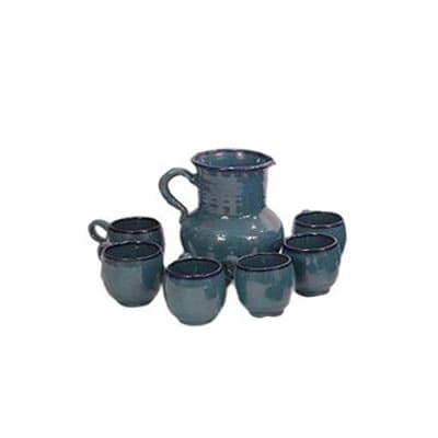 سرویس دیزی خوری 6 نفره سفالی لعاب دار فیروزه ای — تصویر ۷