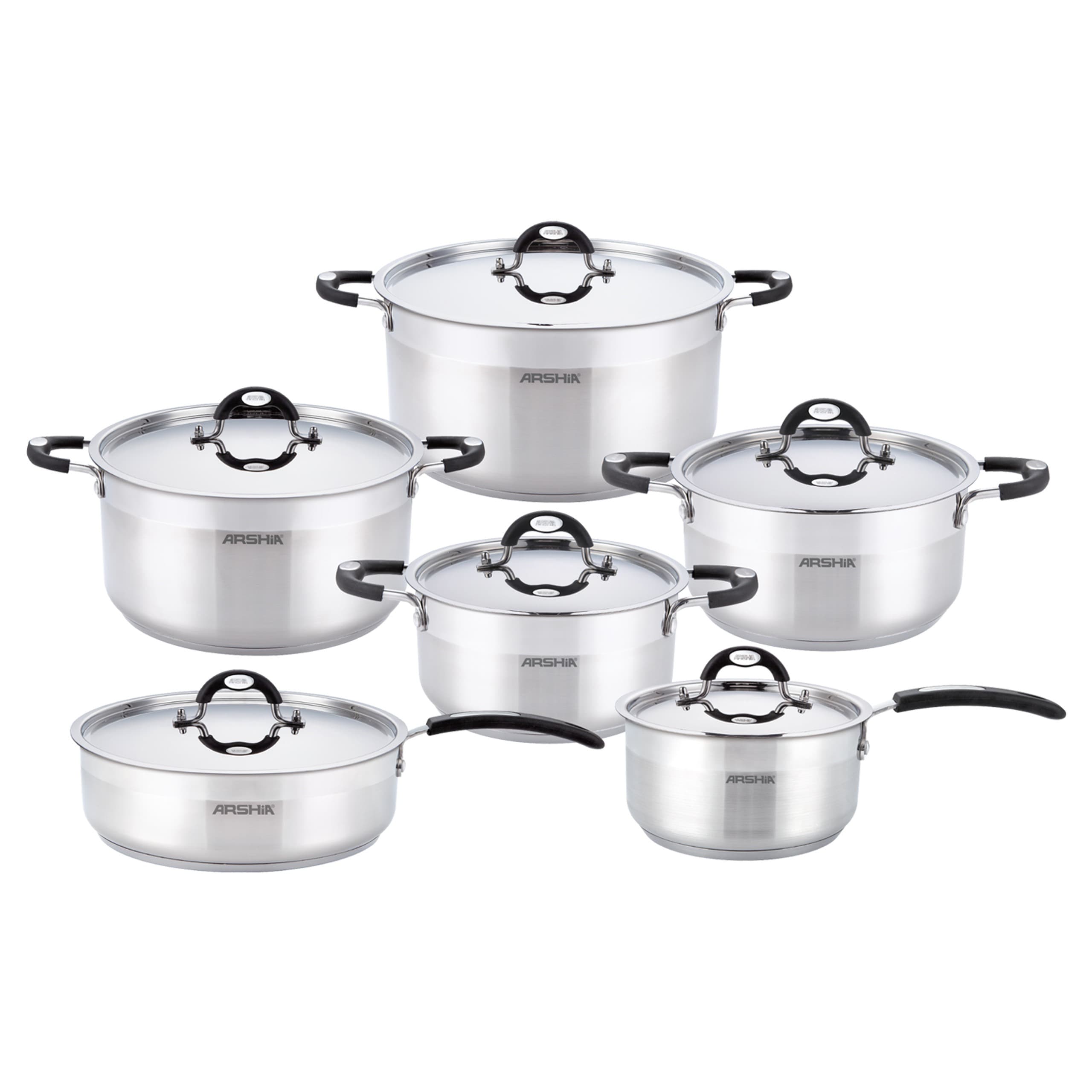 سرویس قابلمه ۱۲ تکه عرشیا مدل Arshia 12-piece Stainless Steel Cookware Set