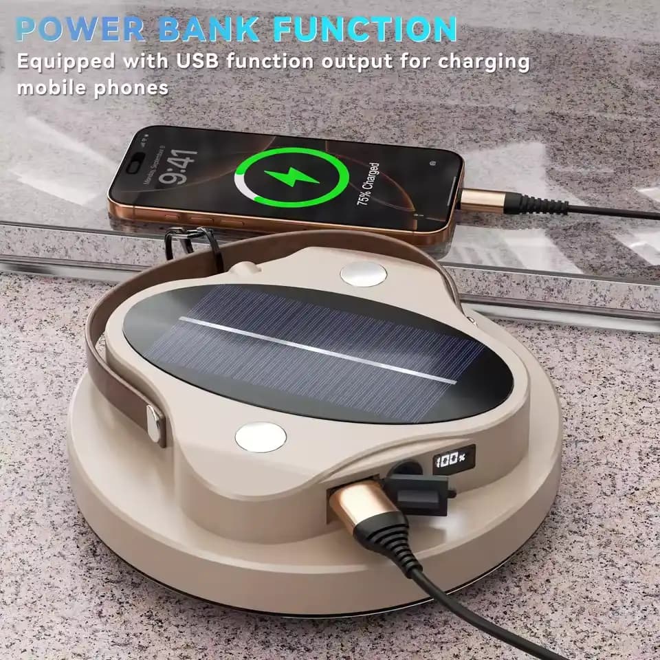 چراغ کمپینگ خورشیدی و شارژی LED-K100 | با باتری 5200 میلی‌آمپر — تصویر ۸