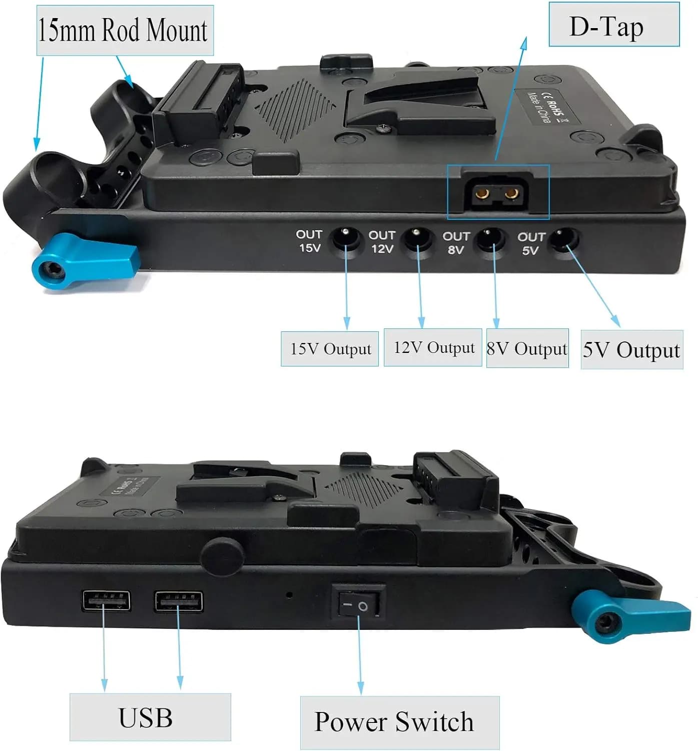 پلیت باتری V-Mount Battery Plate 15mm Rod Mount — تصویر ۴