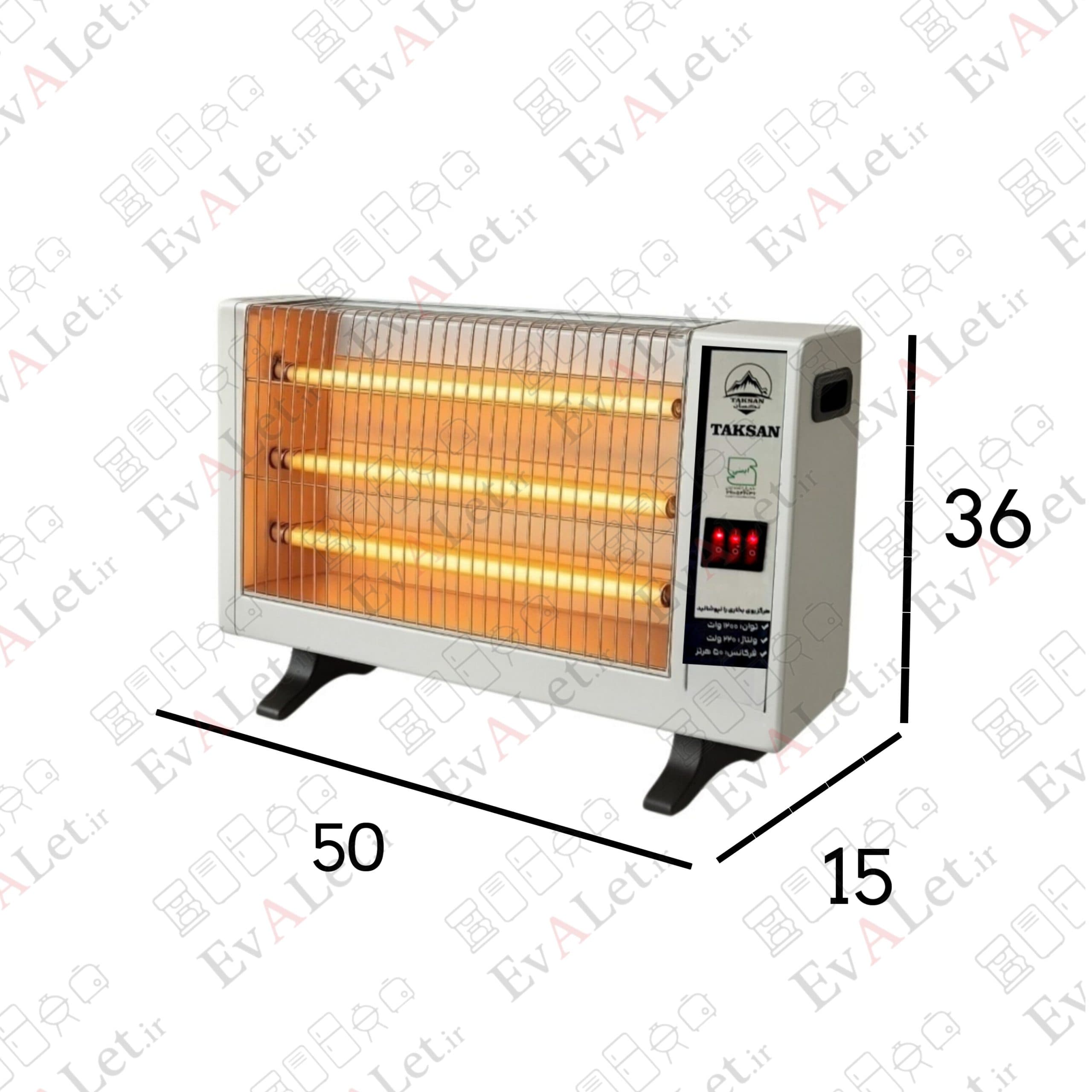 بخاری برقی ۳ شعله تکسان مدل TK3 — تصویر ۱۲