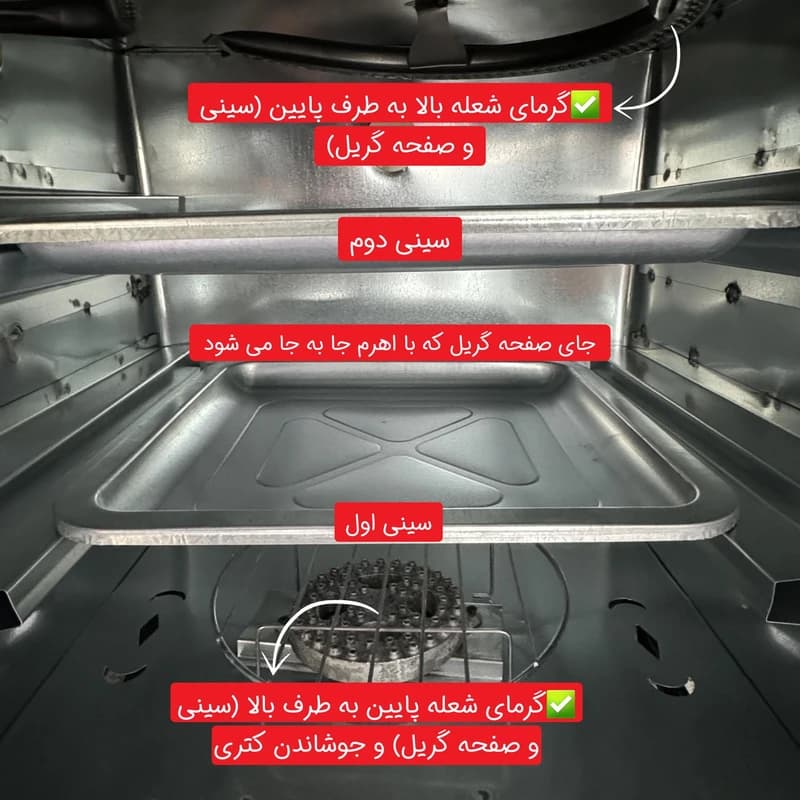 تنور گازی گوهر آذران مدل دو شعله دو سینی درب پنجره ای — تصویر ۹