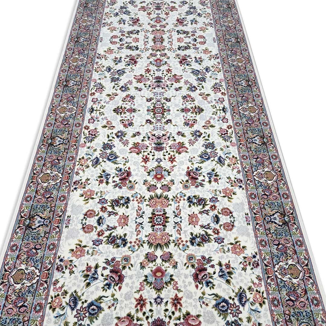 فرش کناره طرح باغ گل کرم 1200 شانه کد 20871