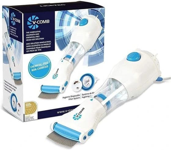 شانه الکتریکی شپش گیر برند v-comb به همراه محلول ضدشپش — تصویر ۳