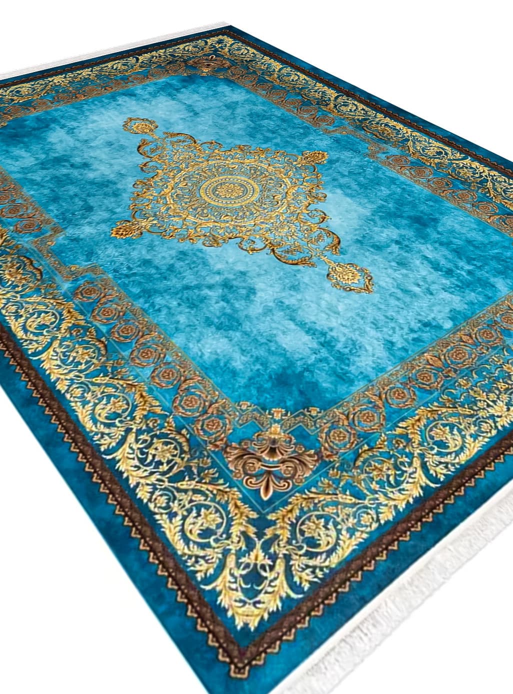 فرش فرانسوی طرح سلطان 1200 شانه رنگ فیروزه ای کد 25CN0170