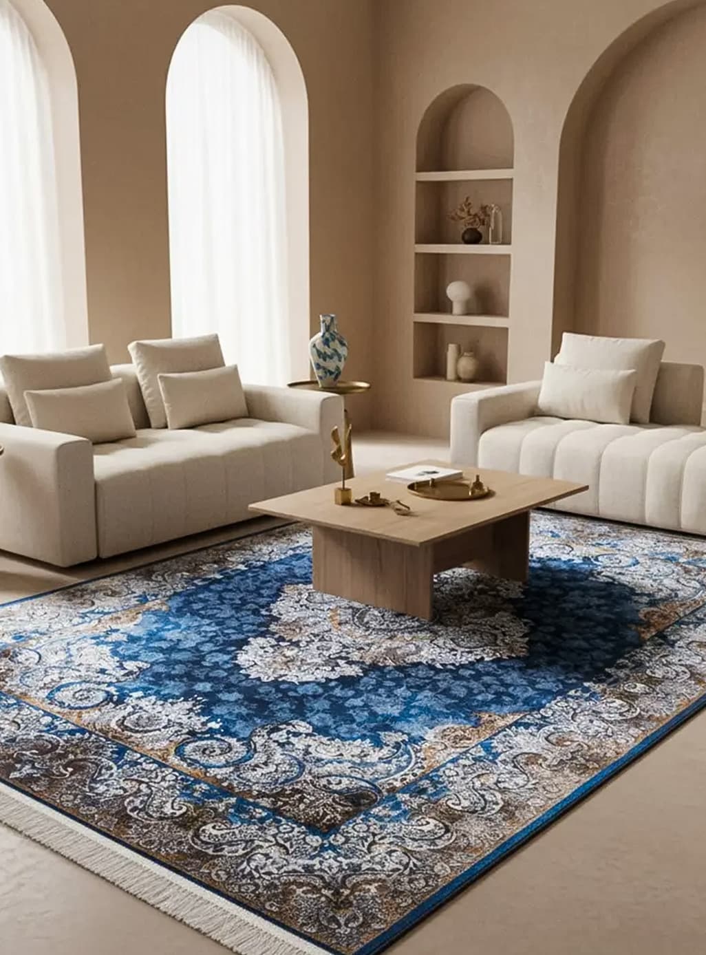 فرش کلاریس طرح ویزا رنگ آبی 1200 شانه کد 2555007040 — تصویر ۹
