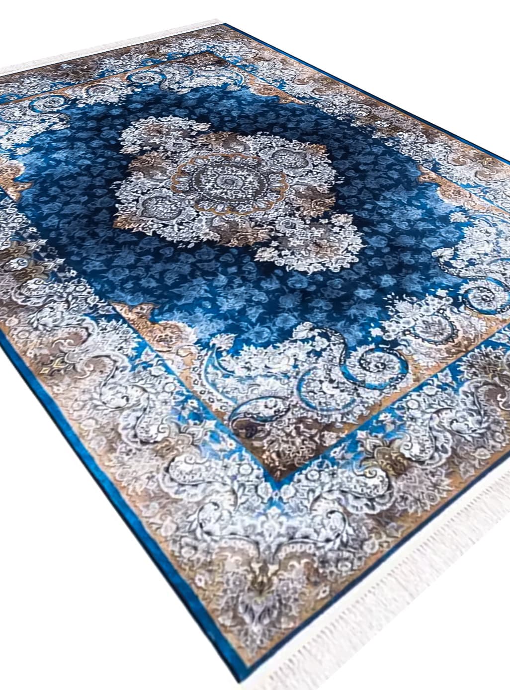 فرش کلاریس طرح ویزا رنگ آبی 1200 شانه کد 2555007040