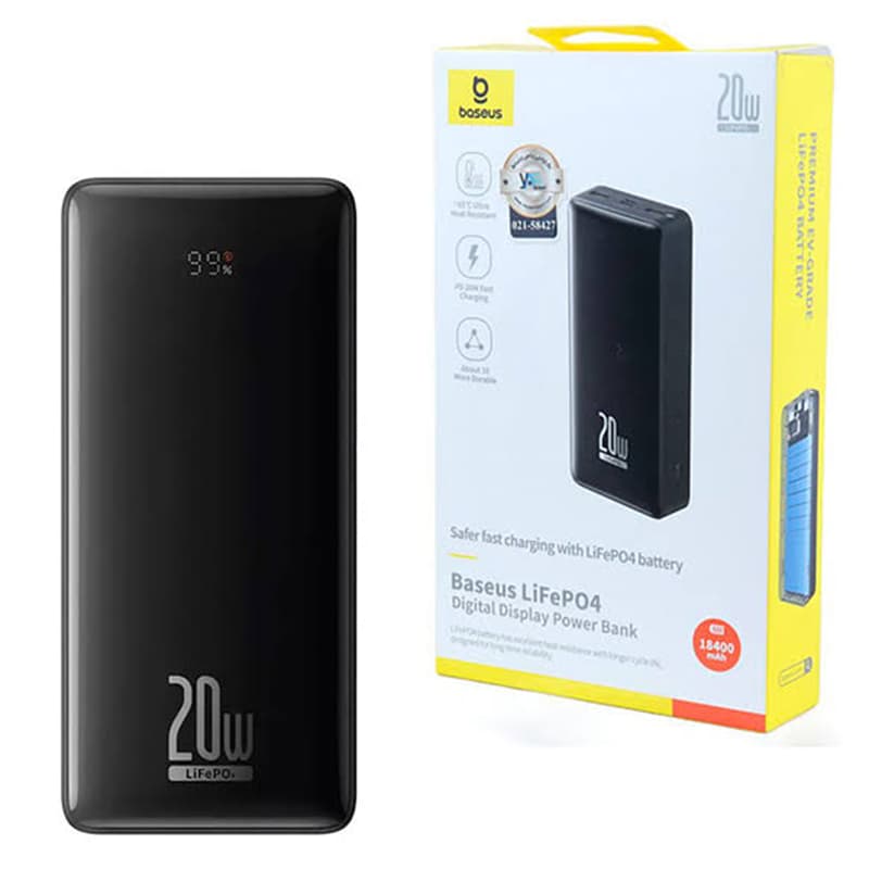 پاوربانک 20 وات باسئوس ظرفیت 18400 میلی آمپر ساعت P10071000113 مدل LiFePO4 — تصویر ۹