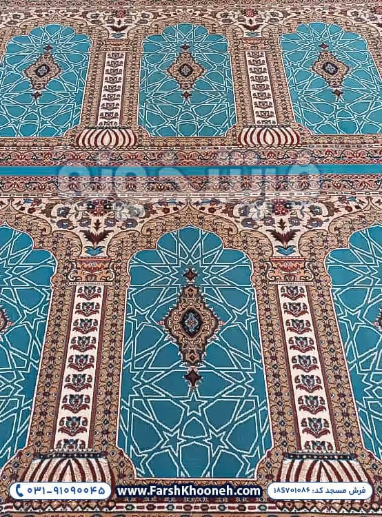 فرش سجاده ای طرح محرابی رنگ آبی 700 شانه کد 1086