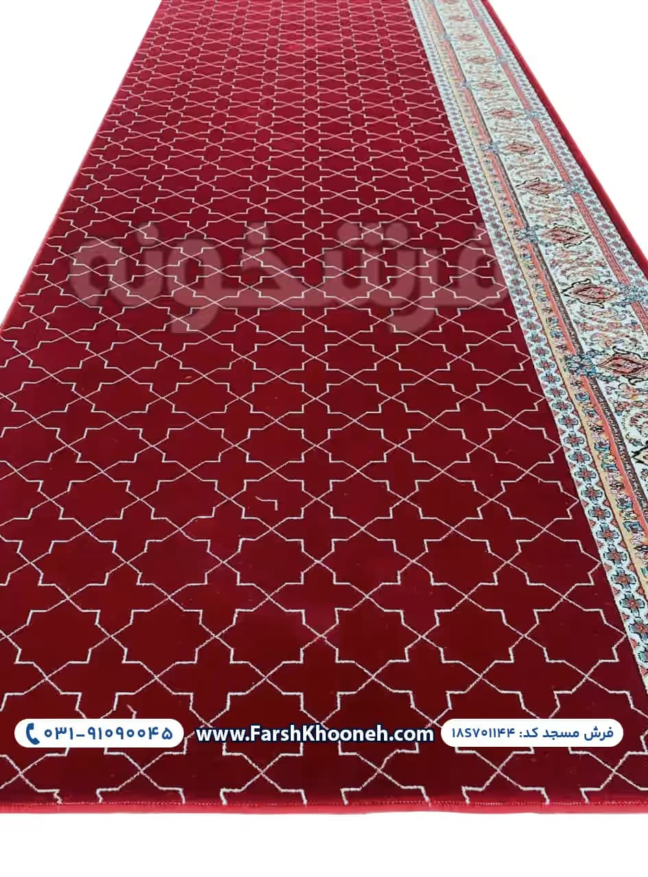 فرش سجاده ای طرح کاشی زمینه روناسی 700 شانه کد 1144