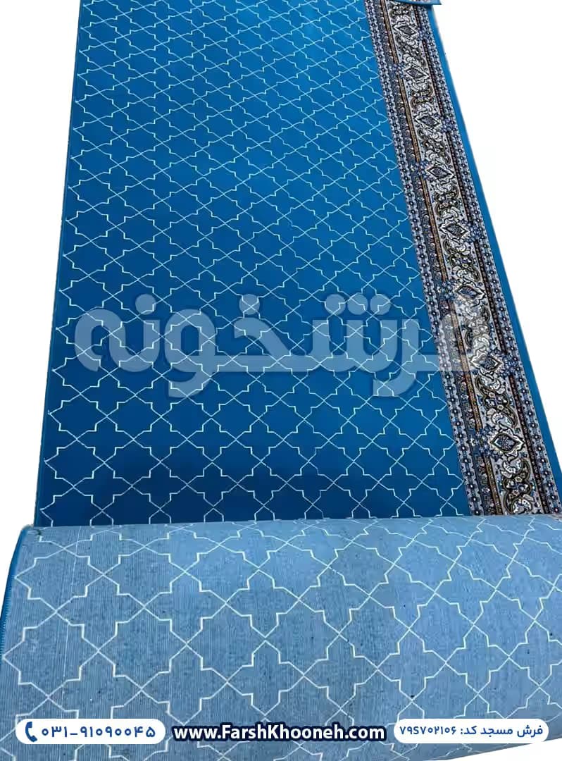 فرش تشریفات سجاده ای طرح شمسه رنگ آبی کد 702106 — تصویر ۲