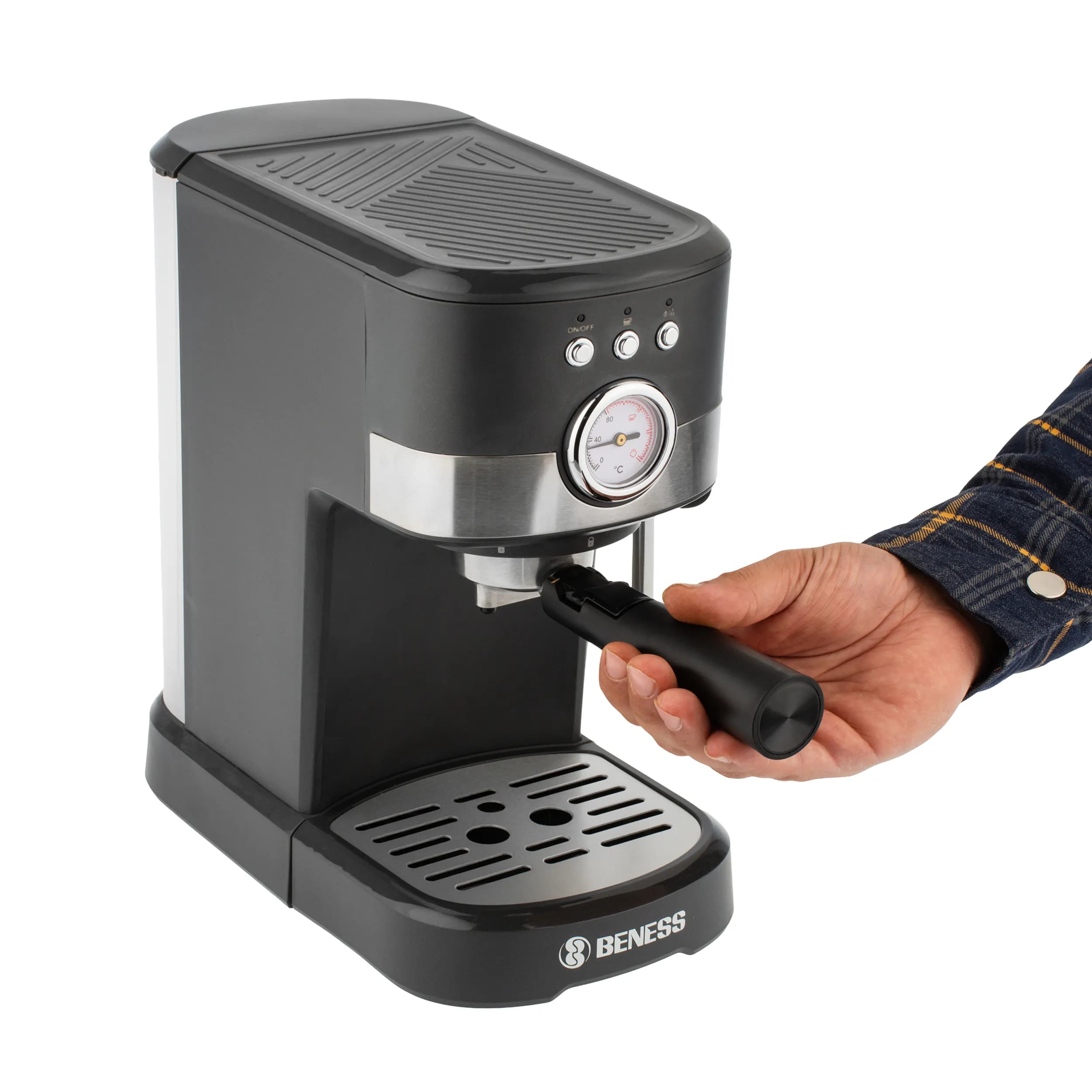 اسپرسو ساز 1 لیتری بنس مدل BC-S8502D با فیلتر استیل ضد زنگ — تصویر ۳