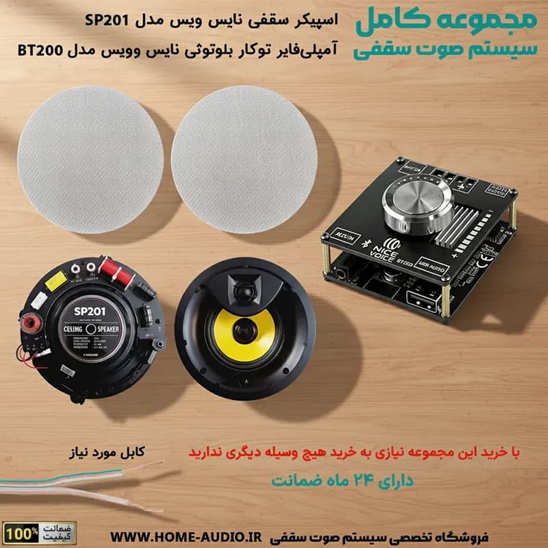 مجموعه اسپیکر سقفی نایس وویس SP201 + آمپلی فایر BT200 — تصویر ۳