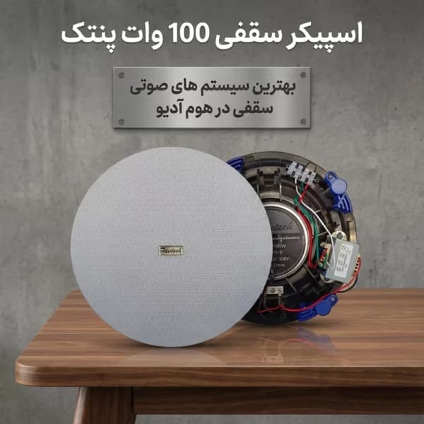 پکیج سیستم صوتی اسپیکر سقفی پنتک 100 وات و موزیک پلیر | گارانتی هوم آدیو — تصویر ۳