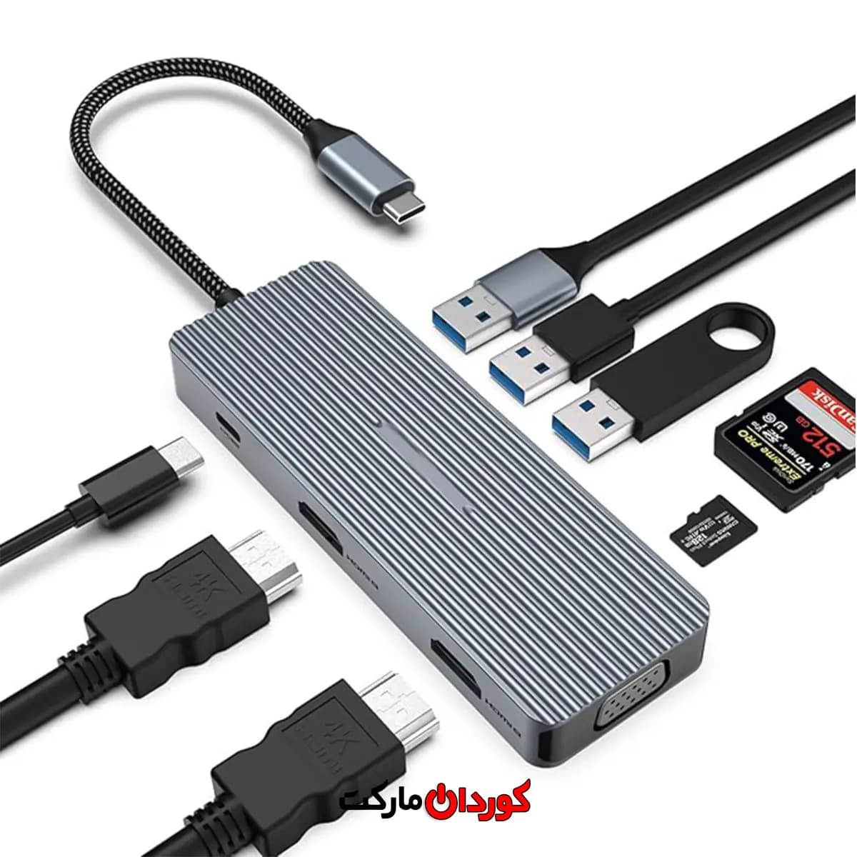 هاب USB C داک استیشن 9 پورت مدل HB040 — تصویر ۶