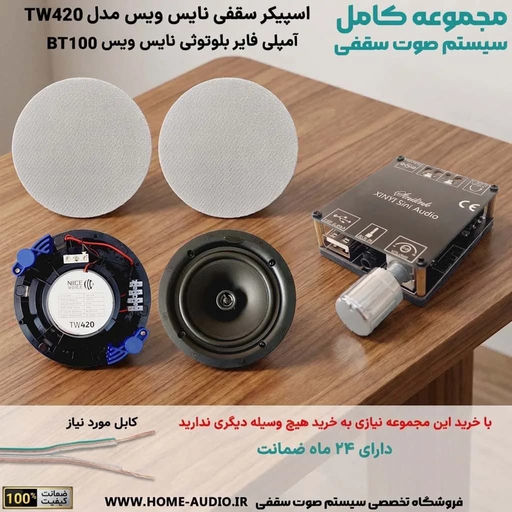 مجموعه اسپیکر سقفی نایس وویس TW420 + آمپلی فایر مدل BT200 — تصویر ۱۰