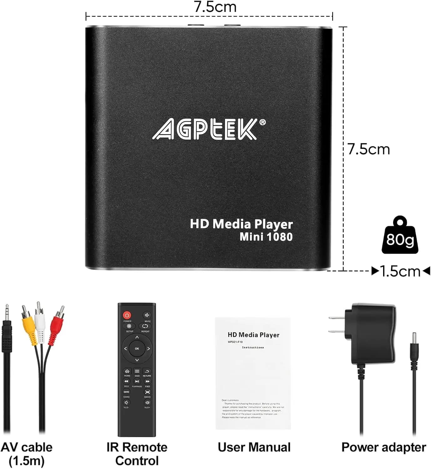 پخش‌کننده چندرسانه‌ای و دیجیتال 1080P HD برند AGPTEK — تصویر ۶