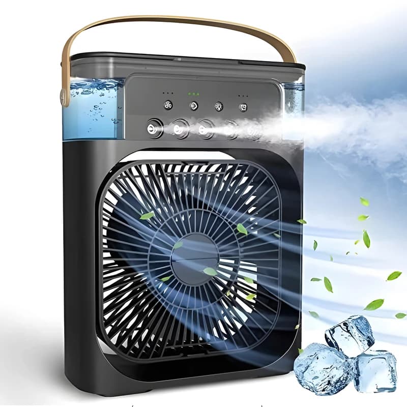 پنکه رومیزی مه پاش سایز بزرگ و اصلی (فول سایز) مدل AIR COOLER FAN چراغ دار | دارای 3 حالت تایمر — تصویر ۵