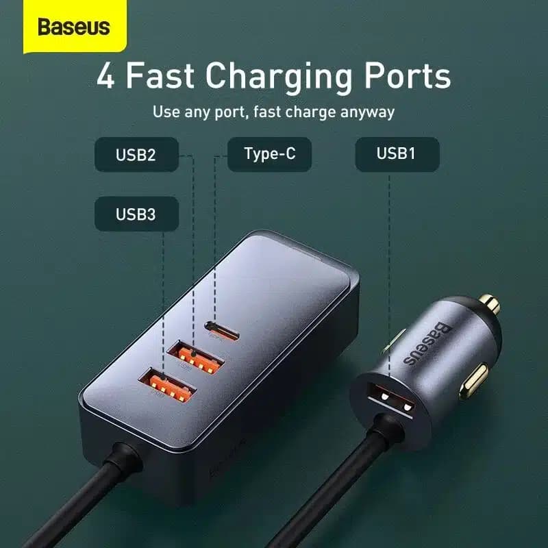 شارژر فندکی 120 وات باسئوس مدل Baseus Share Together PPS Multi-Por 2U+2C — تصویر ۹