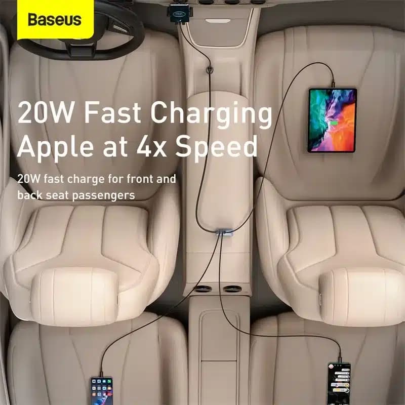 شارژر فندکی 120 وات باسئوس مدل Baseus Share Together PPS Multi-Por 2U+2C — تصویر ۱۰