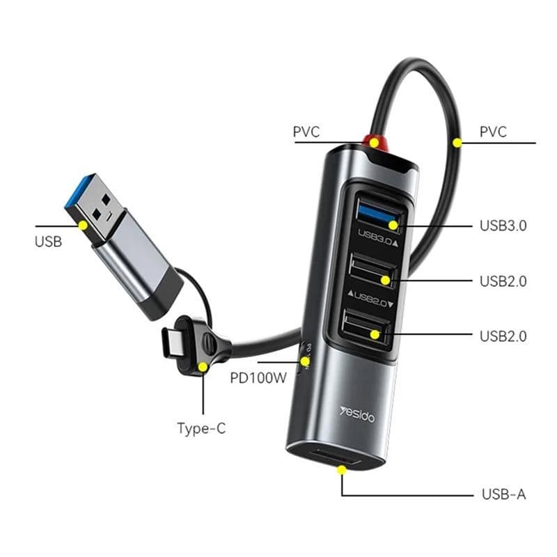هاب 5 پورت Type-C /USB یسیدو HB20 — تصویر ۱۲