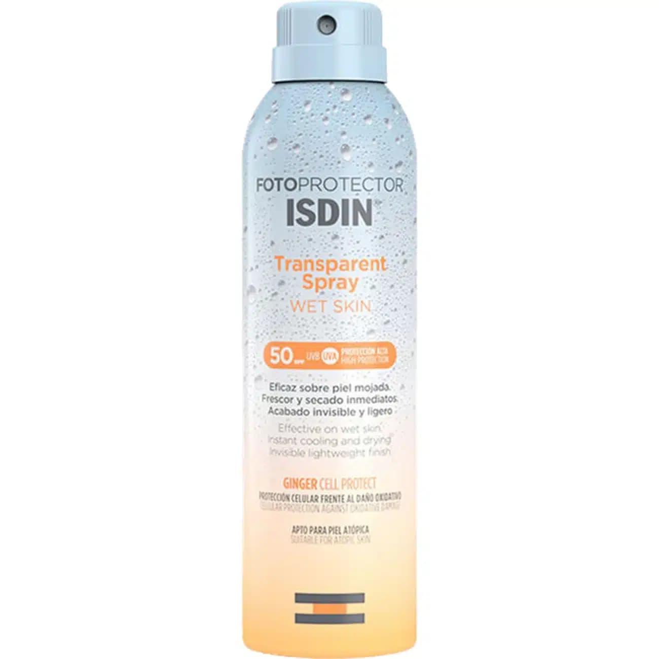 اسپری ضد آفتاب بی رنگ ایزدین ISDIN مدل Wet Skin با SPF50 — تصویر ۲