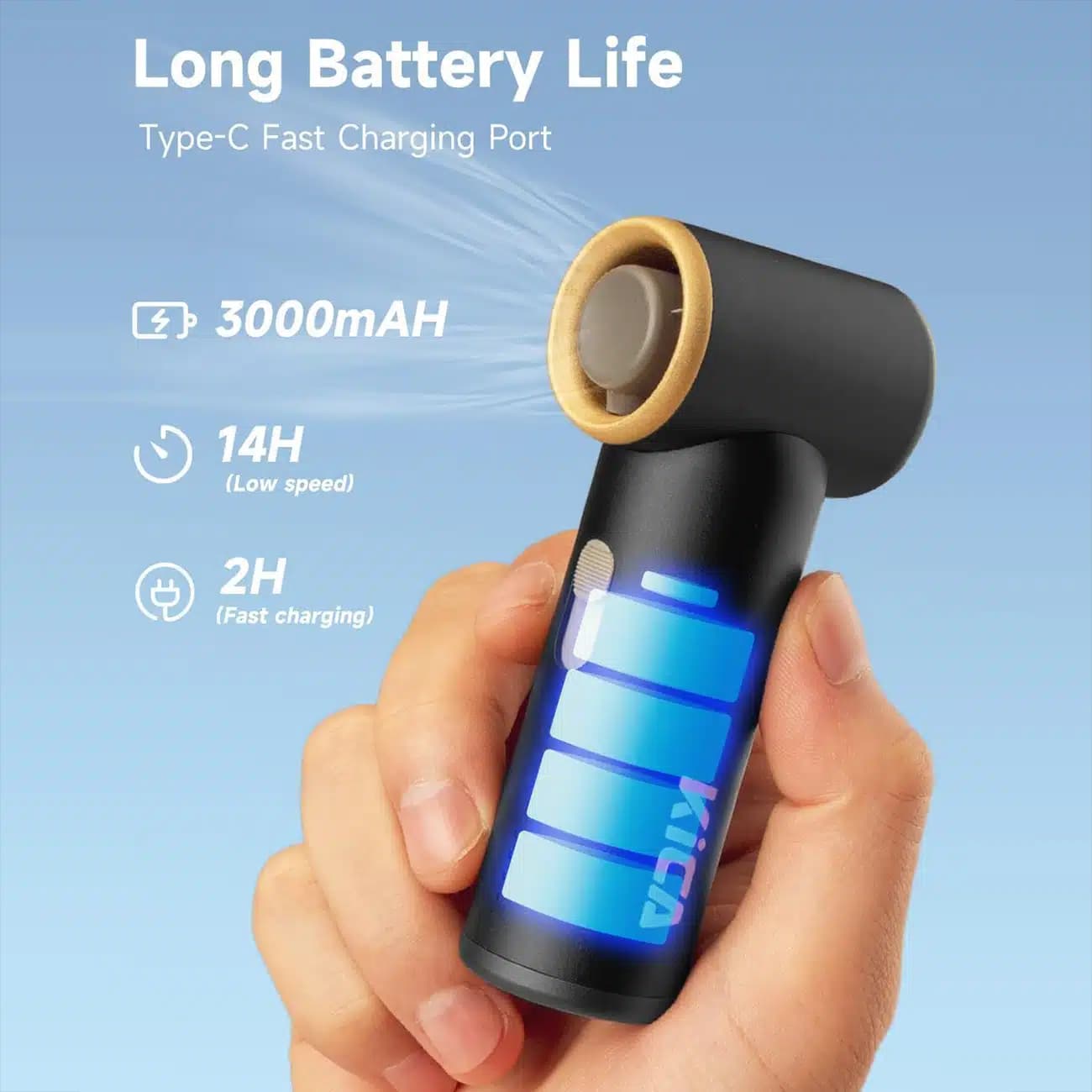 جت فن شارژی کیکا KiCA مدل Jet Fan Mini با بدنه آلومینیومی — تصویر ۹