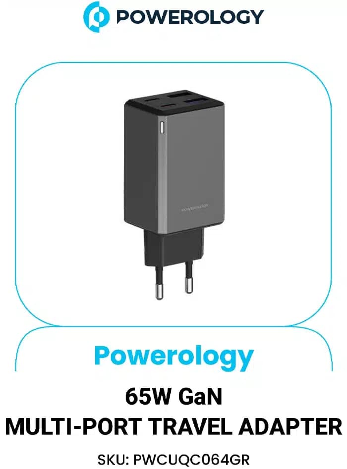 شارژر دیواری پاورولوژی Powerology مدل PWCUQC064GR توان 65 وات — تصویر ۱۱