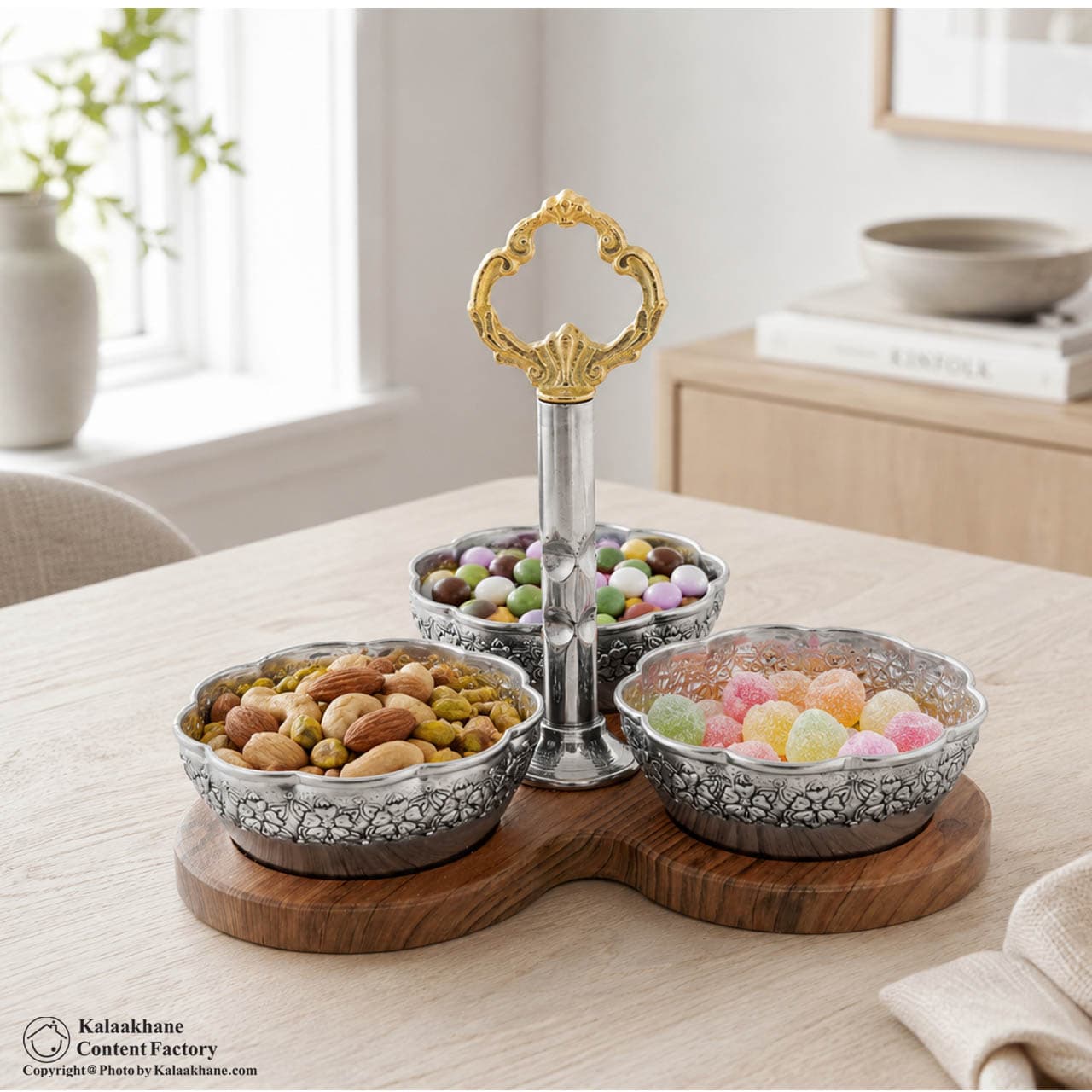 اردو خوری مثلثی مس دیبا رنگ کروم کد 1036 — تصویر ۹