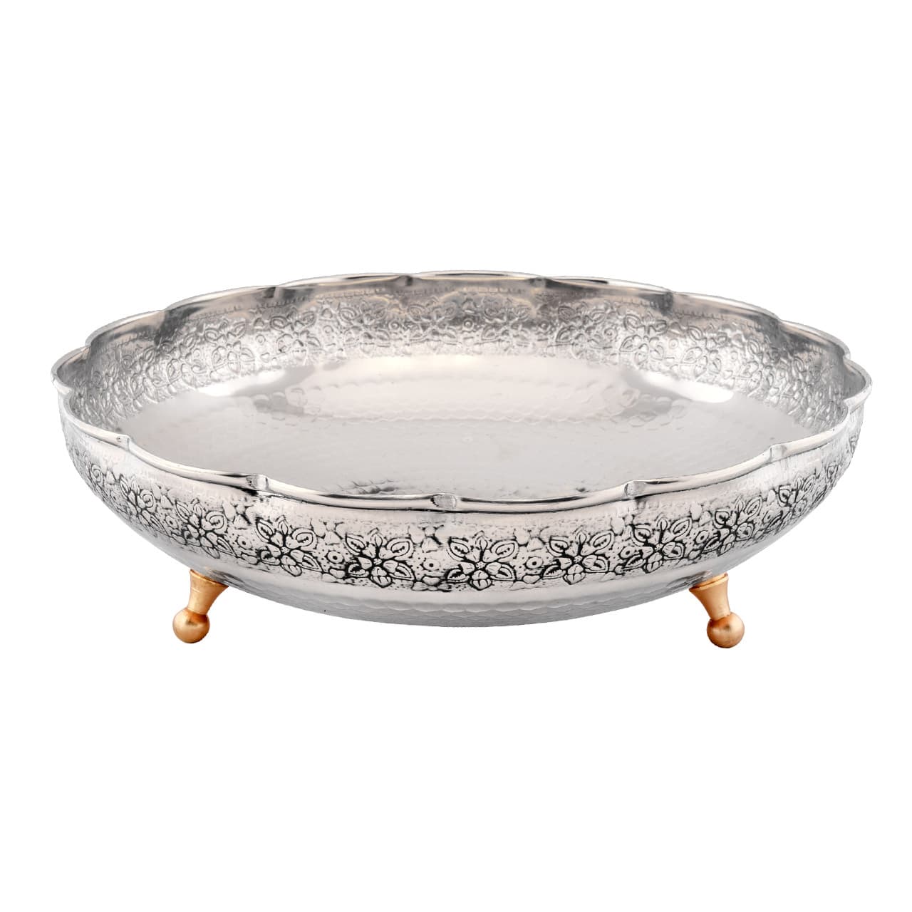 میوه خوری سه پایه مس دیبا رنگ کروم کد 1068