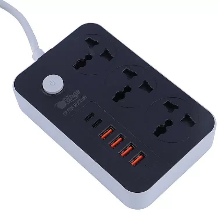 چند راهی 3 خانه اورنج مدل OR-PD24 با کابل 2 متری و شارژر USB و Type-C — تصویر ۶