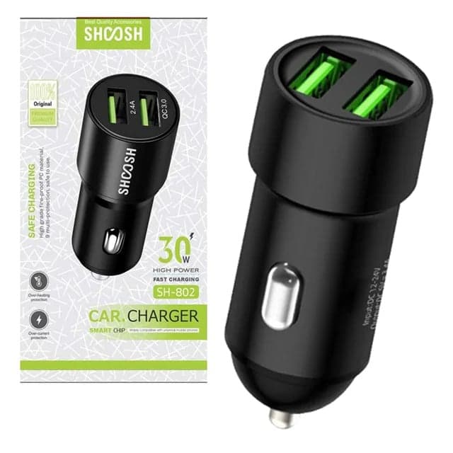 شارژر موبایل فندکی 30 وات SHOOSH مدل SH-802