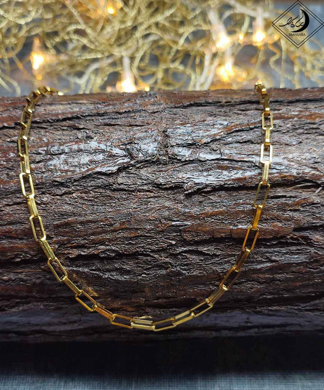 خرید و قیمت دستبند و گردنبند نیم ست مستطیل استیل طلایی — تصویر ۴