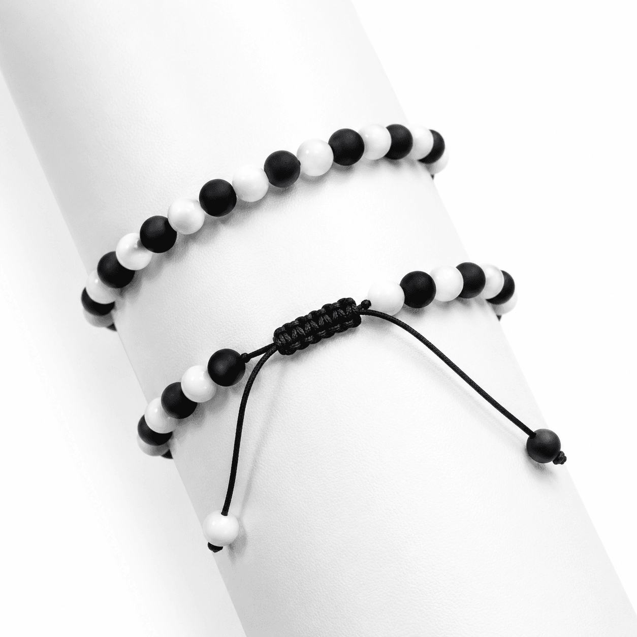 خرید ,قیمت دستبند سنگی اونیکس سفید با مشکی onyx