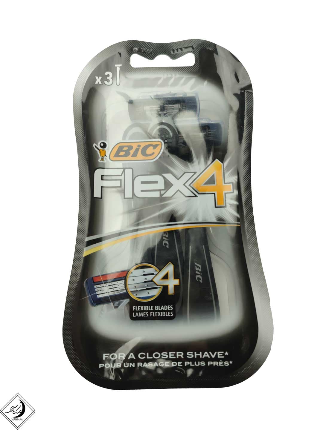 خودتراش ژیلت Flax 4 comfot برند بیک bic بسته 3 عددی — تصویر ۲