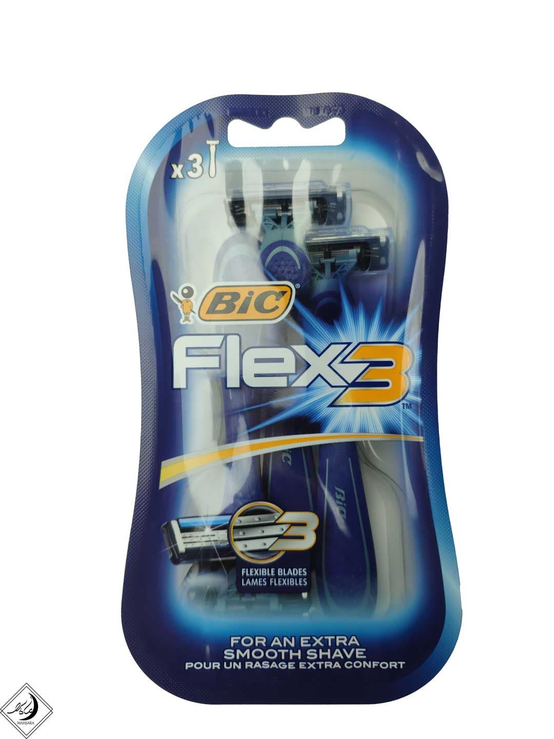 خودتراش ژیلت Flax 3 برند بیک bic بسته 3 عددی — تصویر ۴