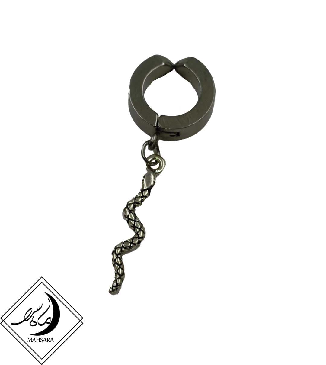 خرید و قیمت پیرسینگ فشاری گوش مار ساده نقره ایی استیل — تصویر ۴